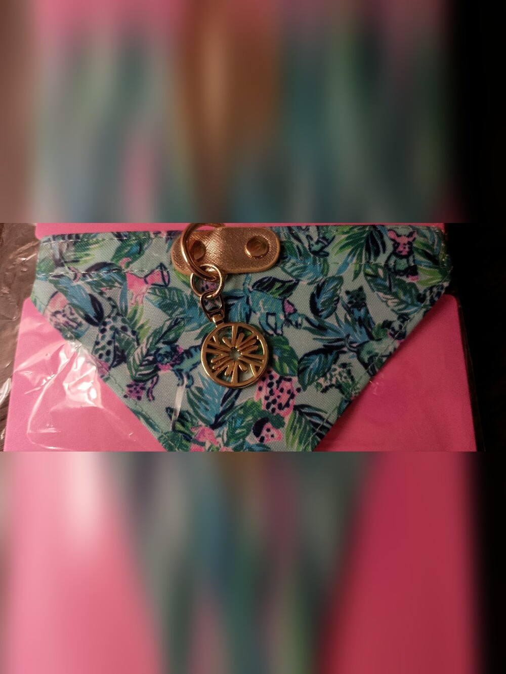 Lilly Pulitzer Floral Dog Bandana Collar - Aqua Pink - Picture 4 of 8